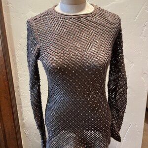 Michael by Michael Kors Brown 100% Cotton Sequin Sweater Size S